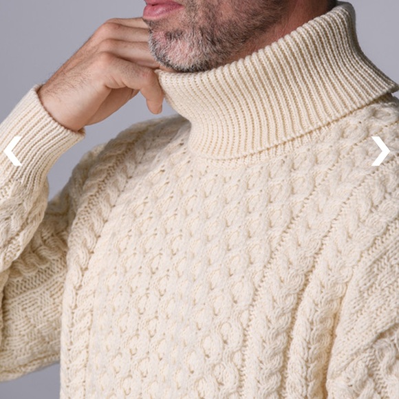 Aran Sweater Market merino wool turtleneck sweater - Picture 2 of 7